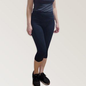 U2B Black Workout Leggings Pants, Gym High Rise Stretchy Crop Pants